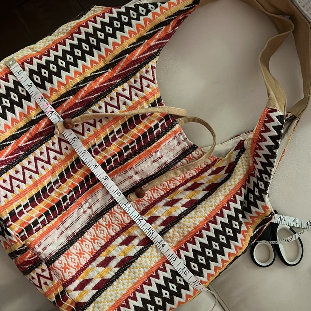 Boho lined multi color canvas bag - Picture 8 of 8